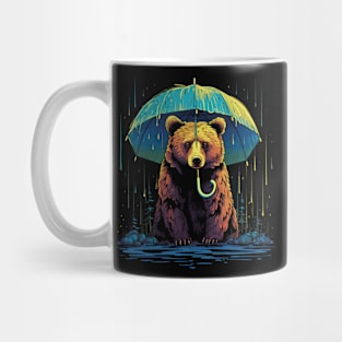 Grizzly Bear Rainy Day With Umbrella Mug